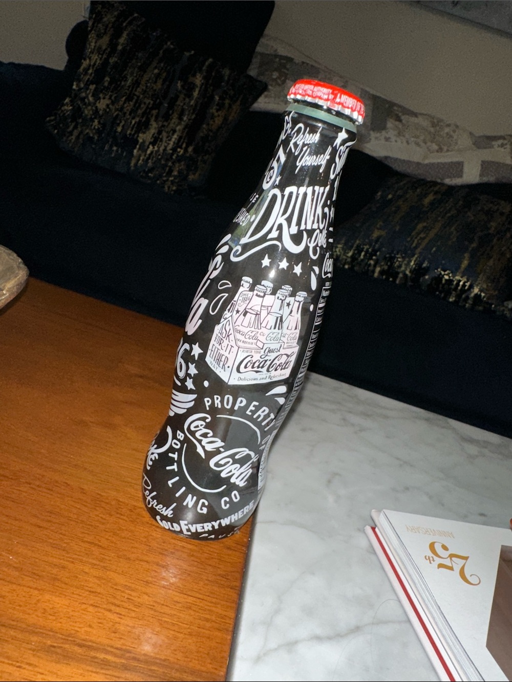Coca Cola Black Bottle with White Graphic and Red Cap - Picture 3 of 6